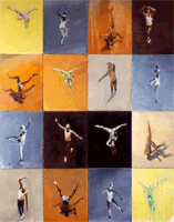 16-panel artwork in Taiwan University Moma expressing body language in 4 moving figures