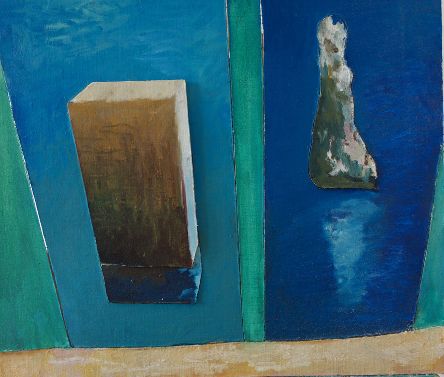 Abstct Painting Made from Pieces of Wood of Rocks and Sea